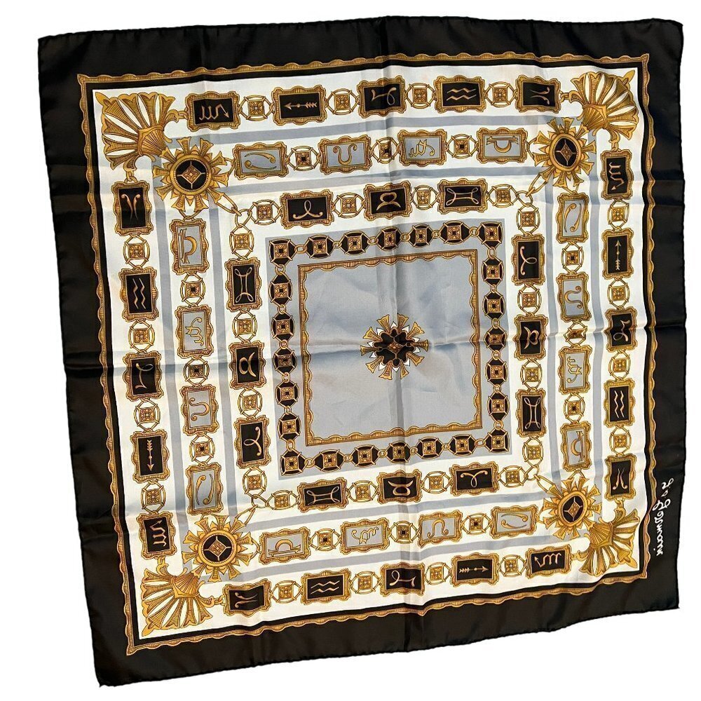 Vintage J S Germain Scarf Brown with Gold‎ Embellishment